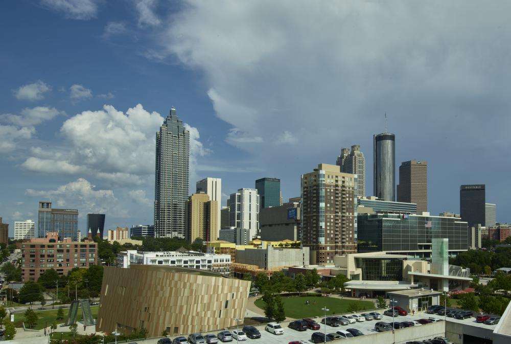 Skyline view of Atlanta, the capital city of the southern U.S. state of Georgia and the state's largest city